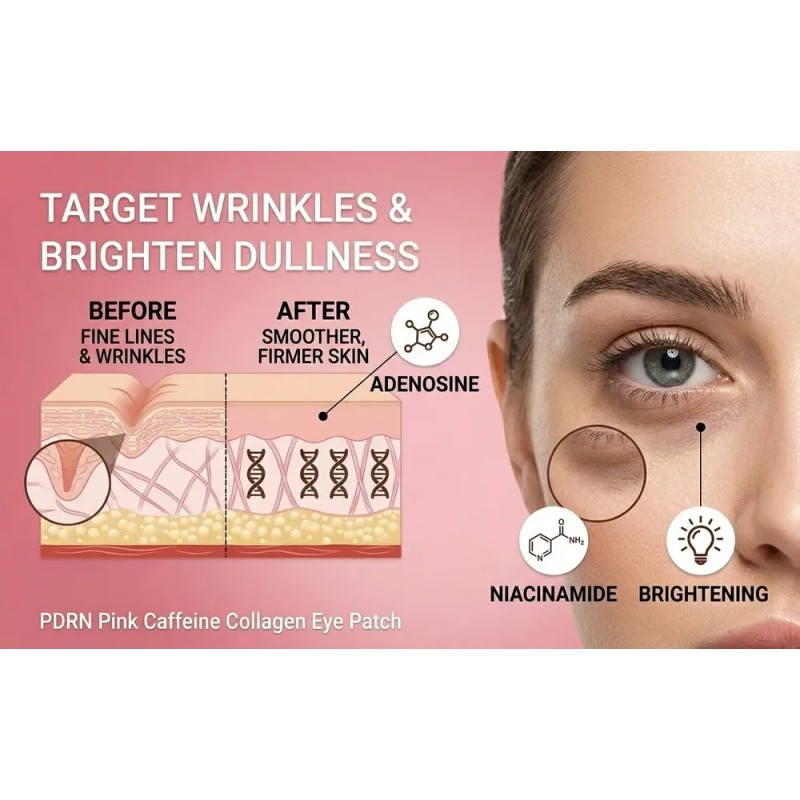 Parches Oculares De Gel Con Colágeno Y Cafeína, Bote Con