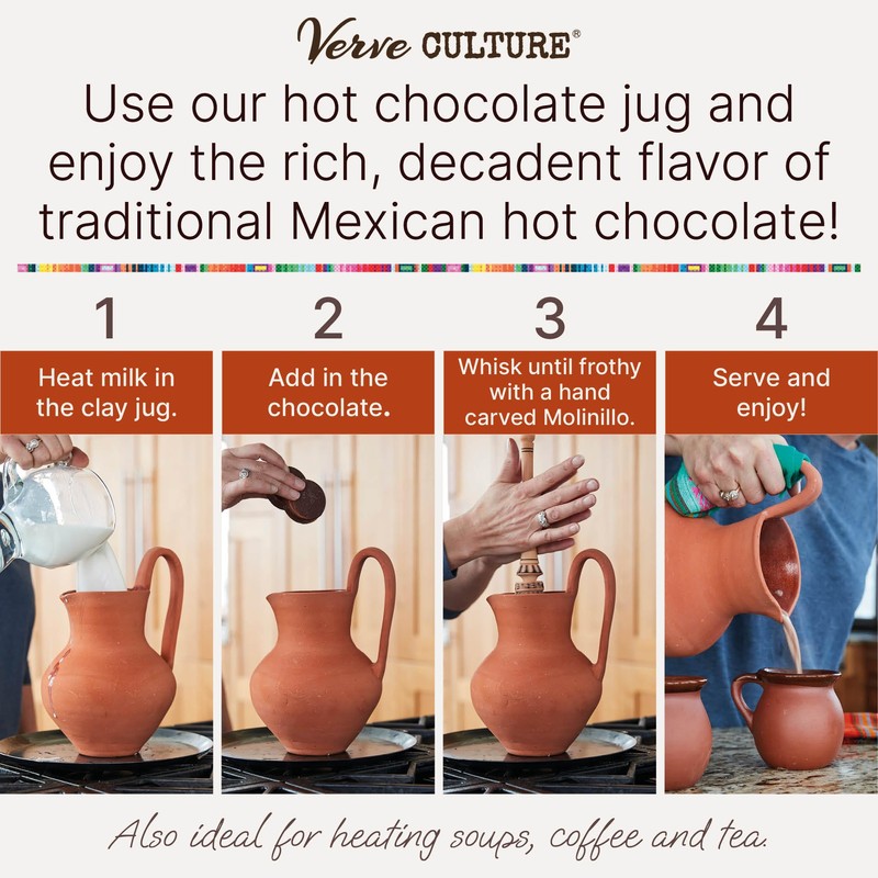 Handcrafted Mexican Hot Chocolate Jug by Verve CULTURE, Clay Chocolatera,