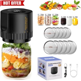 ForzenWind Electric Mason Jar Vacuum Sealer Kit for Wide & Regular Mason Genie Jar &10 Lids