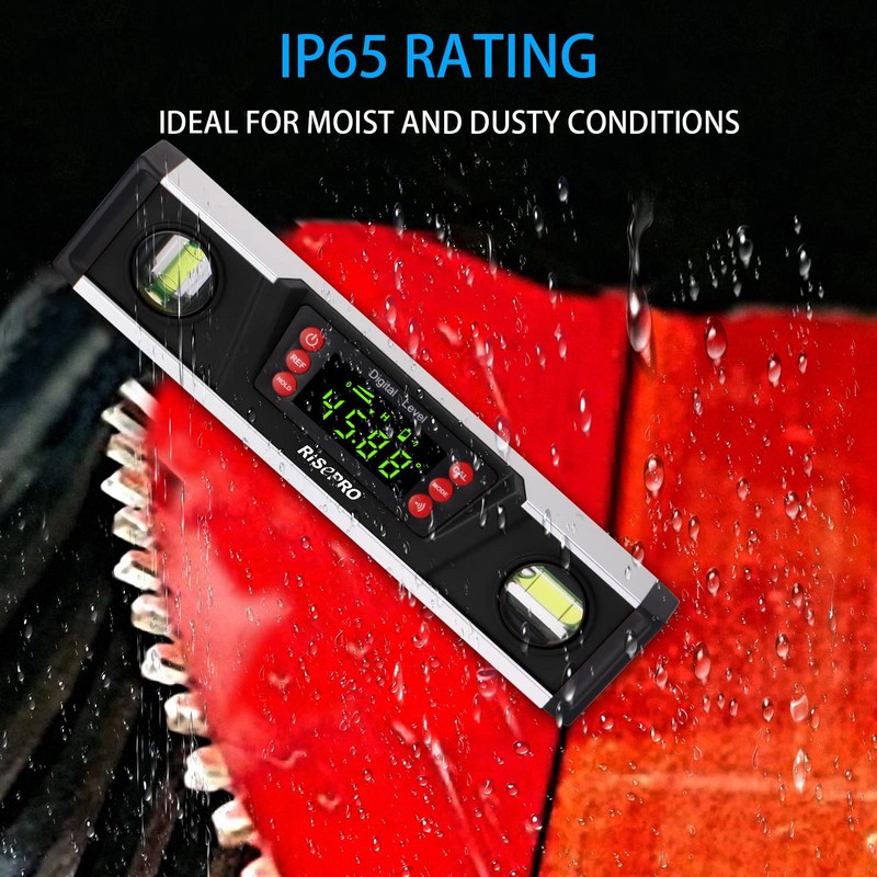 Digital Magnetic Level and Protractor - RISEPRO 10 Inches IP54