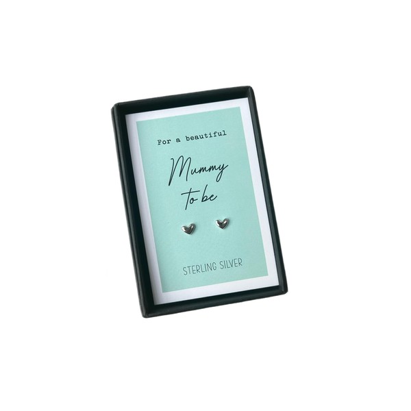 Mummy to be earrings | 925 sterling silver Heart stud