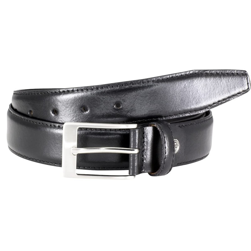 LINDENMANN Men's Suit Leather Belt 35 mm Cowhide Black, black