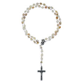 Vatican Imports Catholic Rosary with Natural Stone Beads (White)