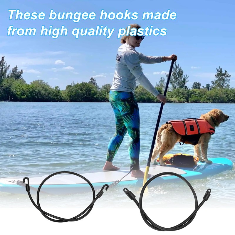70 PCS Bungee Shock Cord Hooks Black Plastic Rope Terminal