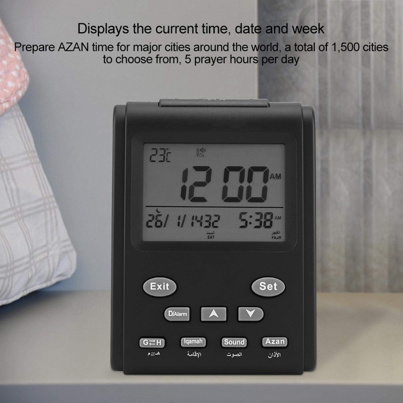 Azan Alarm Table Clock, Islamic Automatic Prayer Clock, Digital Muslim