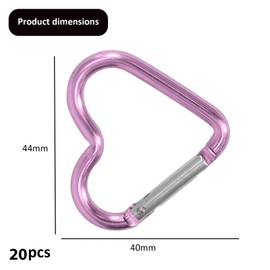 GisWell Pack of 20 Carabiner Hooks, Small Key Chain, Carabiner Hook, Heart-Shaped Carabiner Hook, Heart Carabiner Keyring, for Hiking, Climbing Mountains, Camping, Fishing