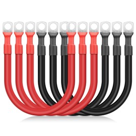 Linkstyle 6PCS 2 AWG Battery Cables, 30CM 2 Gauge Pure Copper Battery Inverter Cables, with 3/8" Lugs Terminals, for Car Boat RV Marine Solar Panels