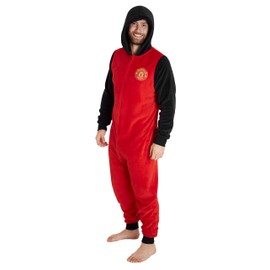 Manchester United F.C. Mens Onesies Fleece Mens Pyjamas, Football Gifts For Men (Red, M)