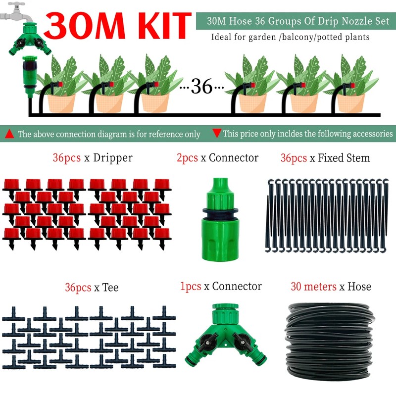 Drip Irrigation Kit for Garden & Greenhouse – 10M–30M Micro