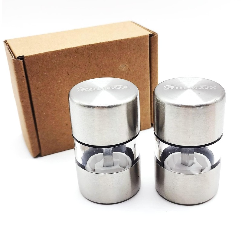 ROLMZJX 2 Pcs Salt and Pepper Grinder Set,Mini Salt shakers,Travel