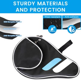 GGUFAY Table Tennis Bat Case with Ball Compartment, Robust Table Tennis Bat Cover for One Bat and 3 Balls, Pocket Double Table Tennis Case, Waterproof Table Tennis Bat Bag