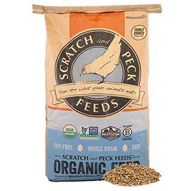 Scratch and Peck Feeds Organic 3-Grain Chicken Scratch Hen Treat - Non-GMO Project Verified, Soy Free and Corn Free Organic Chicken Feed - 40 lbs