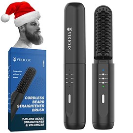 VIKICON Alisador de barba para hombres: cepillo de barba con calefacción inalámbrica para hombres, peine caliente eléctrico, mini cepillo alisador ant