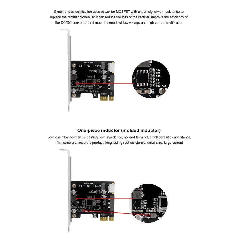 Expansion Card PCIE to USB 19Pin Good Conductivity One Piece