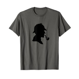 Famous Sherlock Holmes detective silhouette hat pipe book T-Shirt