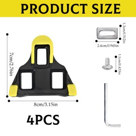 4 Pcs Cycling Cleats, Cycling Cleats for Shimano SPD-SL, Yellow Metal Cleat, Suitable for Outdoor take a bike
