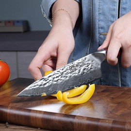 KEEMAKE 6.5 Inch Women Chef's Knife Damascus Steel Slicing Cutting Knife Kitchen