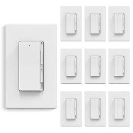 ELEGRP Digital Slide Dimmer Light Switch, Dimmer Switch with Decorative Frameless Design Wallplate for LED/CFL, Incandescent,Halogen Bulbs, Single Pole/3-Way, UL Listed, 10 Pack, Matte White