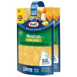 Kraft Mexican Style Four Cheese Blend Shredded Cheese, 2 pk./1 lb.