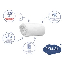 P'tit Lit - Anti-Dust Mite Baby Mattress Protector Cododo | Waterproof | Terry Cloth Made of 100% Cotton | Absorbent and Quiet | Oeko Tex