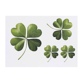 4 x 'Four Leaf Clover ' Temporary Tattoos - Water Resistant, Skin-Safe, Non-Toxic Transfers, Mixed Sizes (TO00082804)