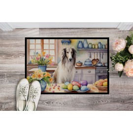 Caroline's Treasures DAC6769MAT Decorating Easter Borzoi Doormat Front Door Mat Indoor Outdoor Rugs for Entryway, Non Slip Washable Low Pile, 18H X 27W