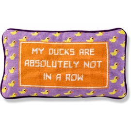 FURBISH Handmade Needlepoint Decorative Throw Pillow - Ducks in a Row - 9" x 15" - Small Embroidered Accent Pillow for Bed, Chair, Couch, Sofa - Aesthetic Room Decor