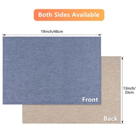 Eforcurtain Cloth Placemats Set of 4, Machine Washable Linen Style Thick Place Mats, Heat Resistant and Easy to Clean Fabric Table Mats for Kitchen Dining Table, Light Blue and Natural Linen