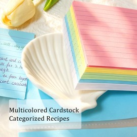 Recipe Organizer Set - 80 Pockets Holder and 80 Thickened Cards Recipe Book with Plastic Sleeves 4x6in Colorful Cards Waterproof Protectors for Kitchen Cookbook Cooking Lover Recipes Card Holder