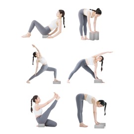 PROIRON Yoga Blocks, Set of 2, Stretch Blocks, Yoga Blocks, High Density EVA, Popular, Moisture Proof, 9.1 x 5.9 x 3.0 inches (23 x 15 x 7.5 cm) (Light Gray)