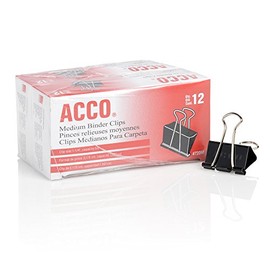 ACCO Clips de carpeta, mediano, negro, 12 por caja, 2 cajas (72062)