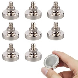 XSQD 8 PCS M6 External Thread Magnets Long Screw, Neodymium Iron Boron Rare Earth Strong Magnetic Suction Cup, Fixture Holding Fixing Magnetic Seat, Suitable for Fixing Camera LED Light Bracket Base