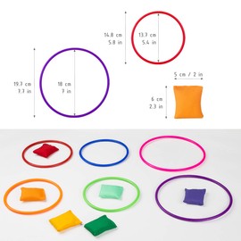 LIHAO Pack of 24 Party Throwing Games Bean Bags Rings Game Bean Bag Throwing Colourful for Children Adults