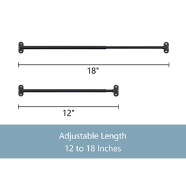 TYRON 2 Pack Screwed Sash Curtain Rod Adjustable 12-18 Inch, 3/8 In. Diameter, Small Front Door Curtain Rod (Black)