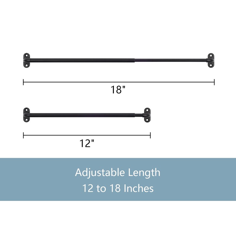 TYRON 2 Pack Screwed Sash Curtain Rod Adjustable 12-18 Inch,