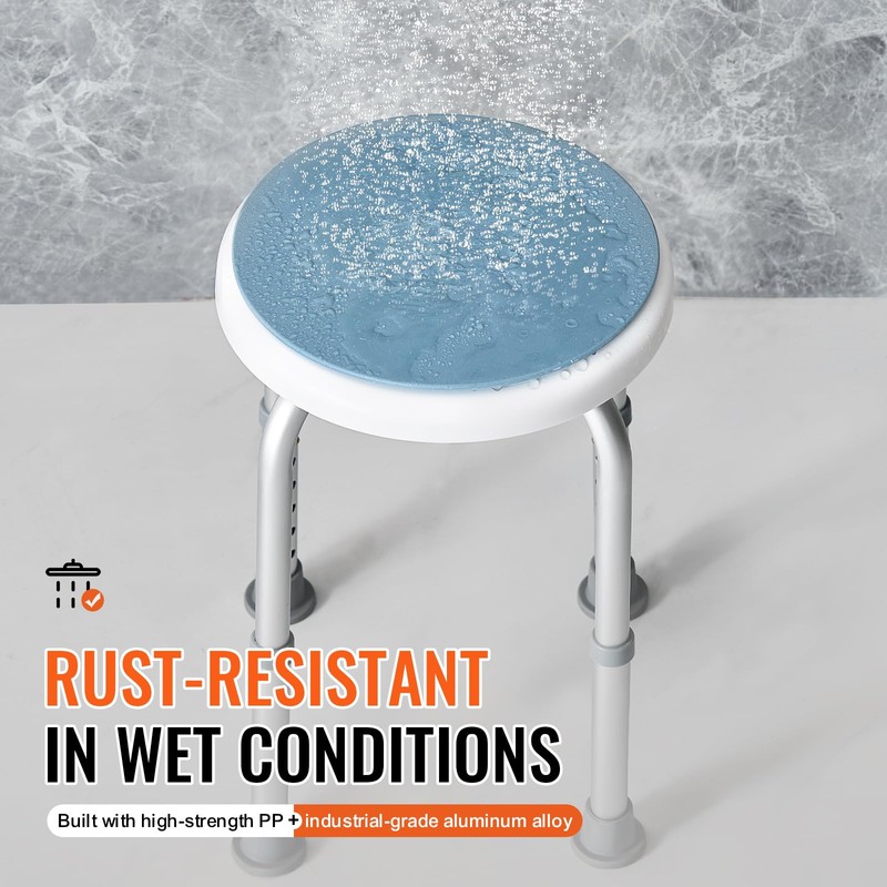 VEVOR Shower Chair for Inside Shower, 360 Degree Swivel Shower