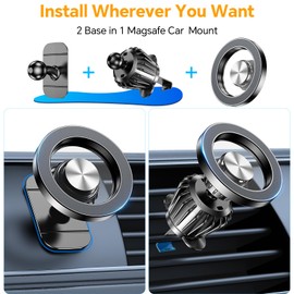 Kaistyle for Magsafe Car Mount【20 Strong Magnets】Magnetic Phone Holder for Car Phone Holder Mount Dash【360°】Cell Phone Holders for Your Car Accessories for Women Men iPhone 16 Pro Max 15 14 13 12 Plus