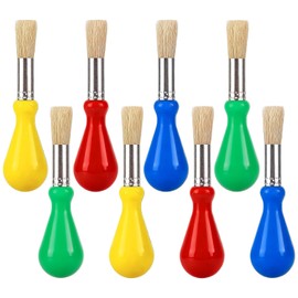 YGAOHF 8 Pack Chubby Paint Brushes for Kids, Easy Grip Jumbo Paintbrushes with Colorful Plastic Handles, Washable Round Tip for Baby Toddler Preschool, Classroom Art Supply, Bulk Painting Kit