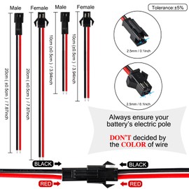 Chanzon 20 Pairs Jst SM 2.5mm Pitch Female and Male Plug Connector with 2 Pin 20AWG 20 Pcs 100mm and 20 Pcs 200mm UL1007 Tinned Copper Wire for LED Light Strip