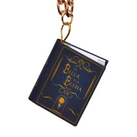 La Bella y la Bestia - Collar de Libro con Texto e Ilustraciones - Dije con cadena