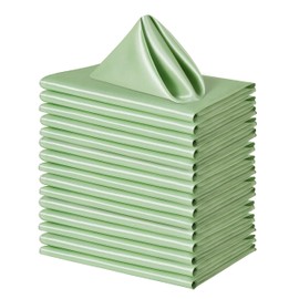 Counfeisly 16 Pack Square Satin Dinner Napkins, 17x17 Inches Silky Soft Smooth Table Cloth Napkins for Restaurant Weddings Banquet Party Decoration, Sage Green