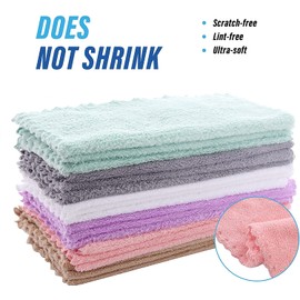 Sunny zzzZZ 18 Pack Microfiber Cleaning Cloth - Super Absorbent 10 × 10 Inch Reusable Cleaning Rags, Premium Dish Cloths, Coral Fleece Cleaning Towels, Nonstick Oil Washable Fast Drying (Multicolor)