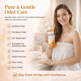 Persimmon Body Wash for Odor Control – Natural Deodorizing Soap for Strong Smelly Feet, Underarms & Intimate Areas – Deep Cleansing with Persimmon, Green Tea & Tea Tree – Family & Elderly Safe