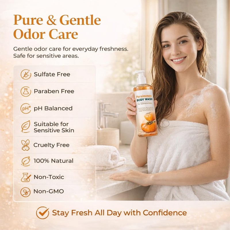 Persimmon Body Wash for Odor Control – Natural Deodorizing Soap