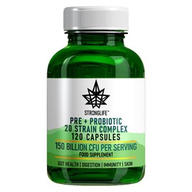 Probiotics Bio Cultures Complex with Prebiotics - 150 Billion CFU 20 Strains - 2 Months Supply 120 Capsules - Lactobacillus & Bifidobacterium Strains | Probiotics for Women & Men Gut Health