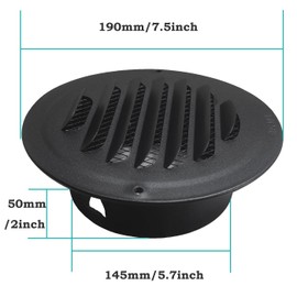 6 Inch Black Stainless Steel Air Vents, JSIXASO Louvered Grille Round Vent Cover with Fly Screen Mesh for Indoor or Outdoor Air Circulation Ventilation