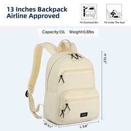HanTrip Carry On Travel Backpack For Men Women, 13 Inch Small Mini Work Bag Personal Item Backpacks, Camping Back Pack Lightweight Hiking Daypack For Office Nurse Commuter (Offwhite)
