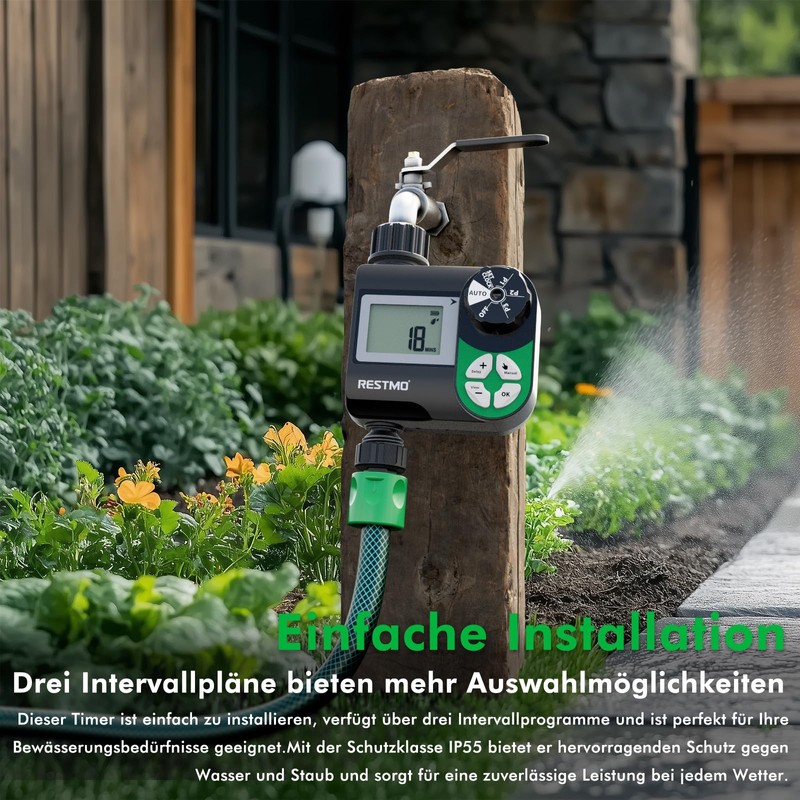 Restmo Programmable Irrigation Computer with Weekly Schedule Control, 3 Watering