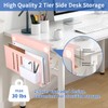 LUKETURE Desk Side Storage, 2 Tier Steel Hanging Organizer, No