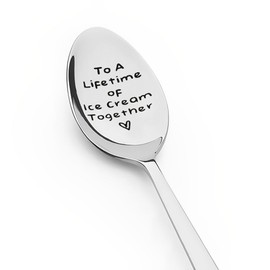 Ice Cream Spoon Gift for Couples Husband Wife Anniversary Christmas Gifts for Boyfriend Girlfriend To A Lifetime of Ice Cream Together Spoon Gifts for Ice Cream Lovers Birthday Gifts for Women Men